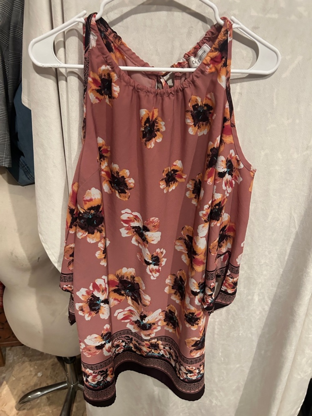 Floral Sleeveless Top - Dusty Rose
